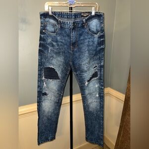 South Pole Men's Distressed‎ Blue Skinny Jeans 38x32 Y2K